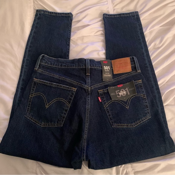 NWT Levi’s 501 Straight Leg Dark Wash Jeans - Picture 1 of 5
